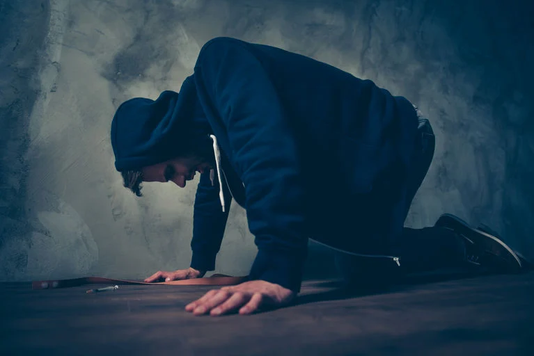 Man experiencing the effects of opioids