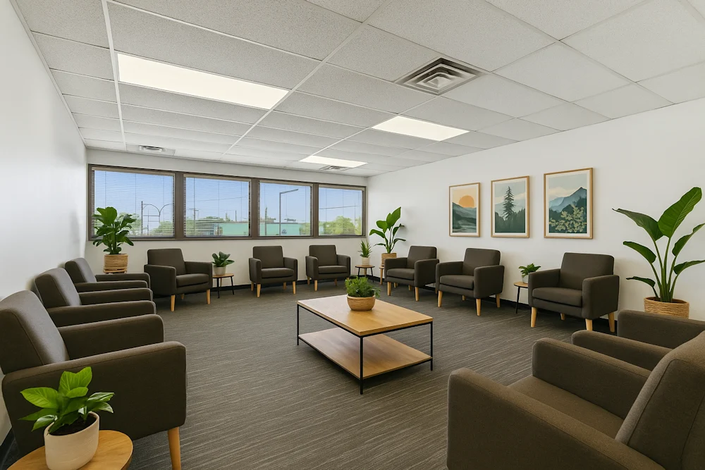 Therapy room staged for residential depression treatment