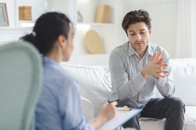 A man sharing his experiences in residential addiction treatment and support near Gettysburg, PA