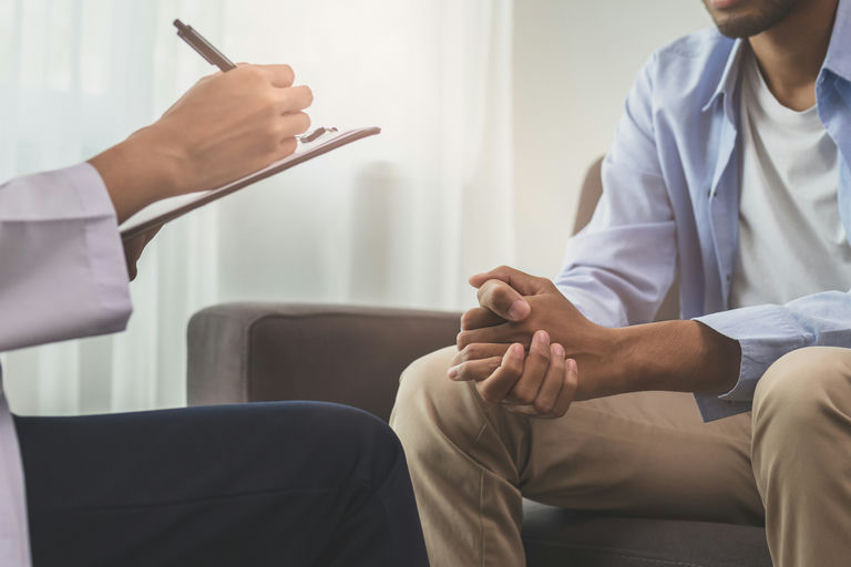 A patient and therapist looking for residential addiction treatment and support near Elmira, NY