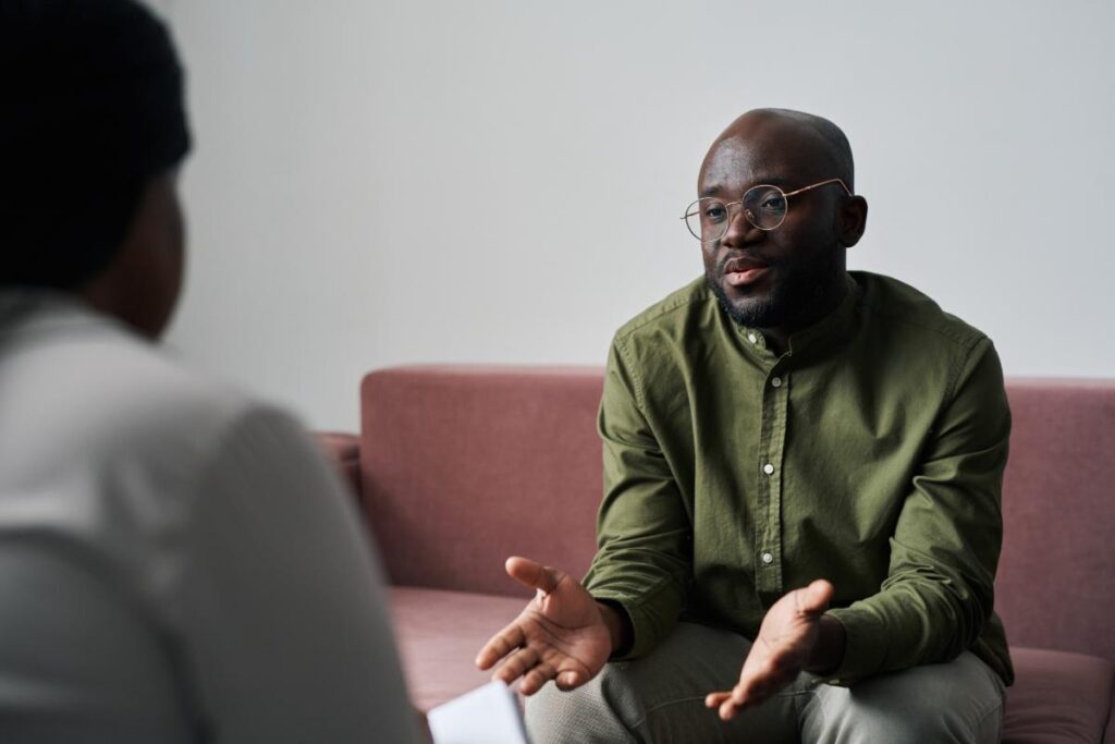 a person talks to a therapist in iop treatment near york pa