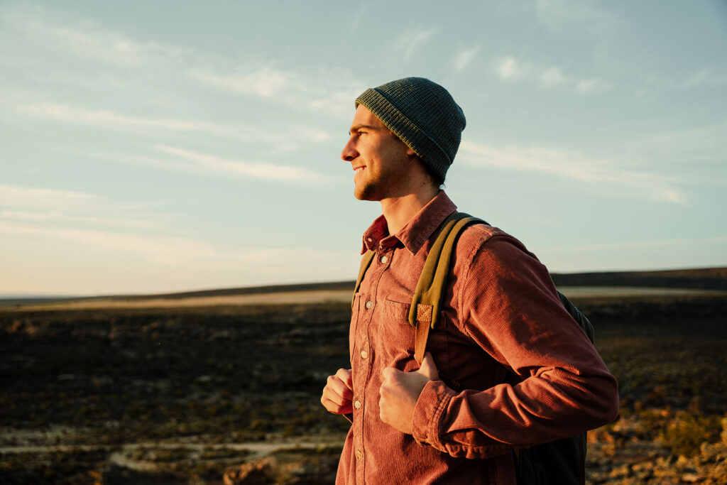 a person hikes to show outdoor activities to fight depression