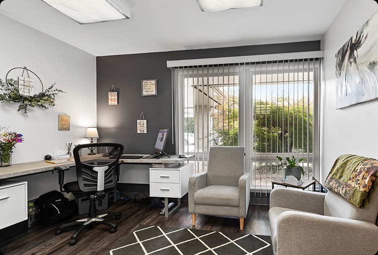 meth-rehab-treatment-facility Private counseling office for individual therapy at addiction treatment center