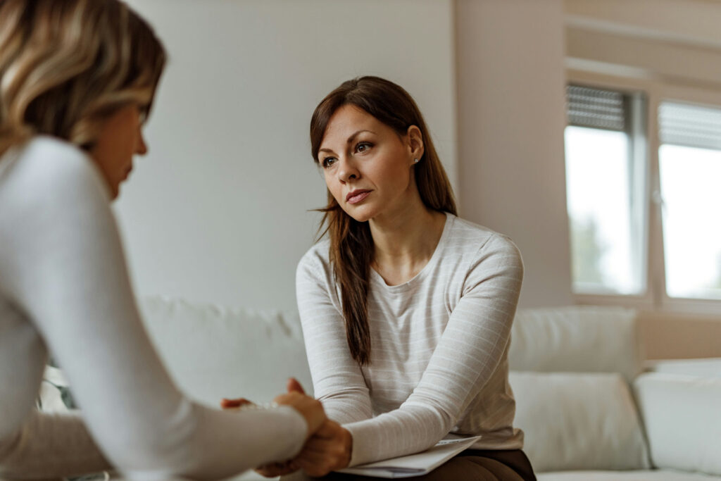 a woman staring at therapist